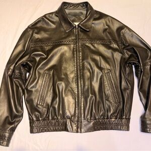 Jose Luis Vintage Made In USA Black Leather Bomber Jacket Size 44R